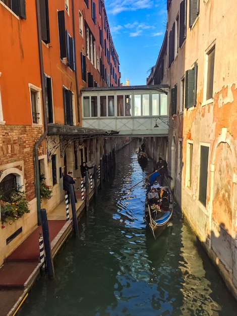 Venedig Italien Dezember romantischer Kanal in der Altstadt von Venedig