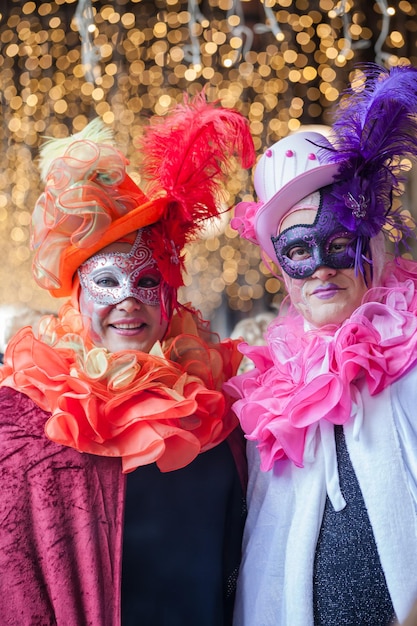 Venedig, Italien. Karneval von Venedig, typisch italienische Tradition und Fest mit Masken in Venetien.