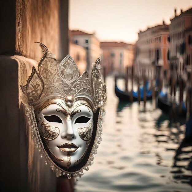 Foto venezia mask metall authentisch einheimisch und ein wenig dunkel auf weißem hintergrund