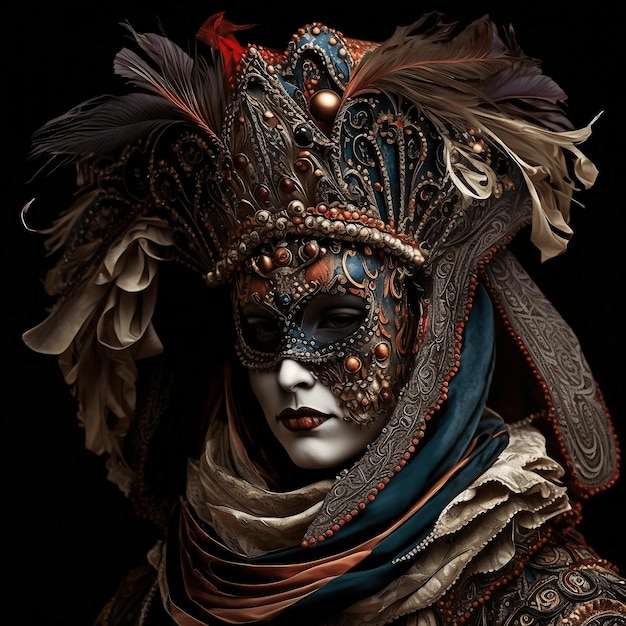 Venezianische Karnevalsmaske, die mit generativer KI erstellt wurde
