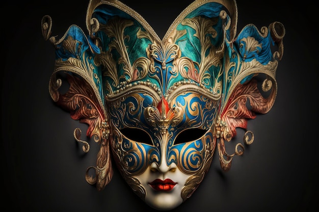 Venezianische Karnevalsmaske isoliert auf dunklem Hintergrund Maskerade eine Maskenvorlage für den Karneval