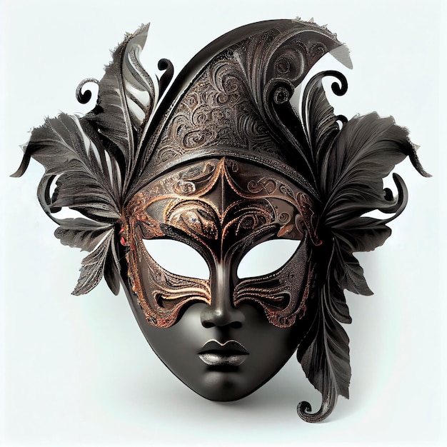Venezianische Karnevalsmaske schwarze Farbe isoliert, weißer Hintergrund