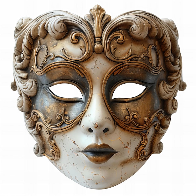 Venezianische Maske auf weißem Hintergrund mit hoher Auflösung, hoher Qualität