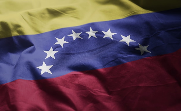 Venezuela bandera arrugada cerca