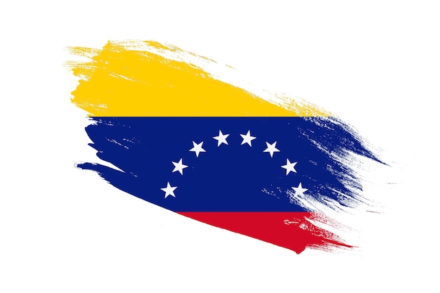 Venezuela-Flagge mit Pinselstricheffekten auf isoliertem weißem Hintergrund