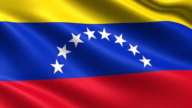 Venezuela Flagge, mit wehenden Stoff Textur