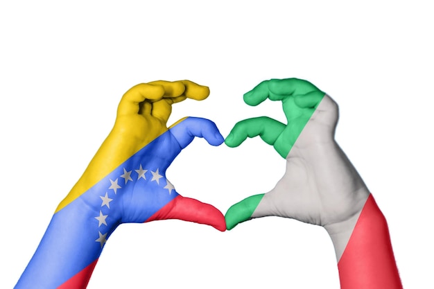 Venezuela Itália Coração Gesto da mão fazendo coração