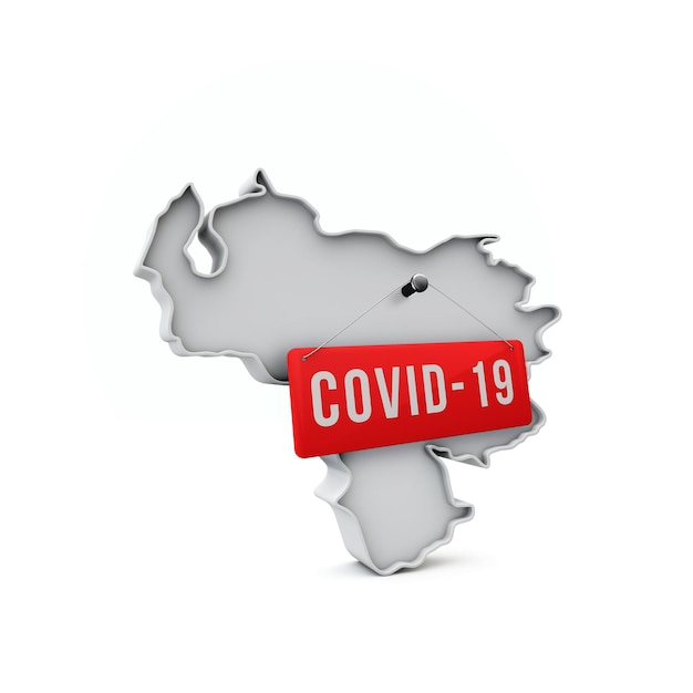 Venezuela simple d mapa con covid red label d rendering