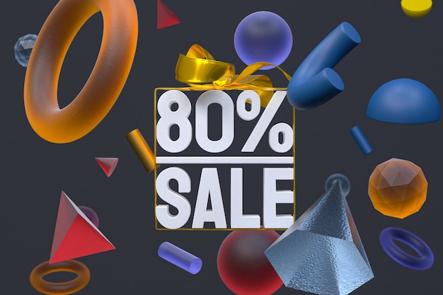 Venta del 80% con diseño 3d de lazo y cinta en banner de geometría abstracta