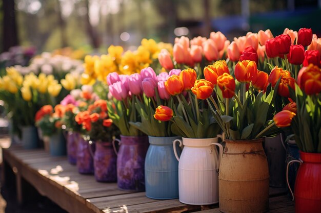 Foto venta de flores de primavera