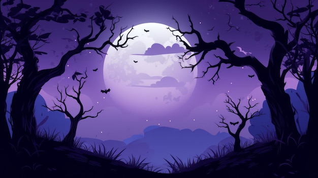 Venta fondo halloween gran luna violeta