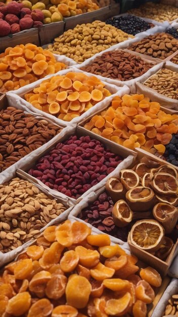 Venta de frutas secas en el mercado