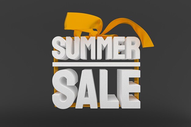 Venta de verano con lazo y cinta de fondo de render 3d de diseño