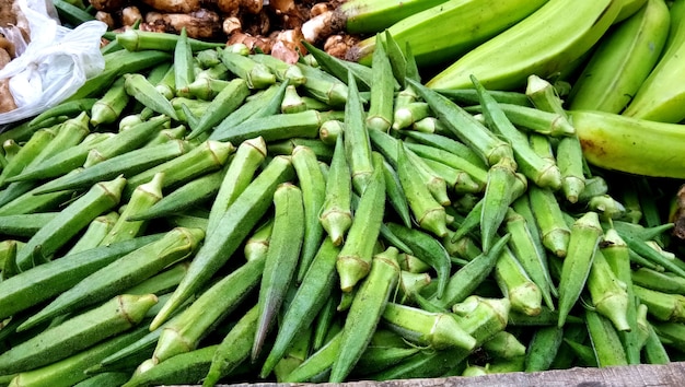 Venta de verduras frescas y verdes en el mercado local de lucknow, India