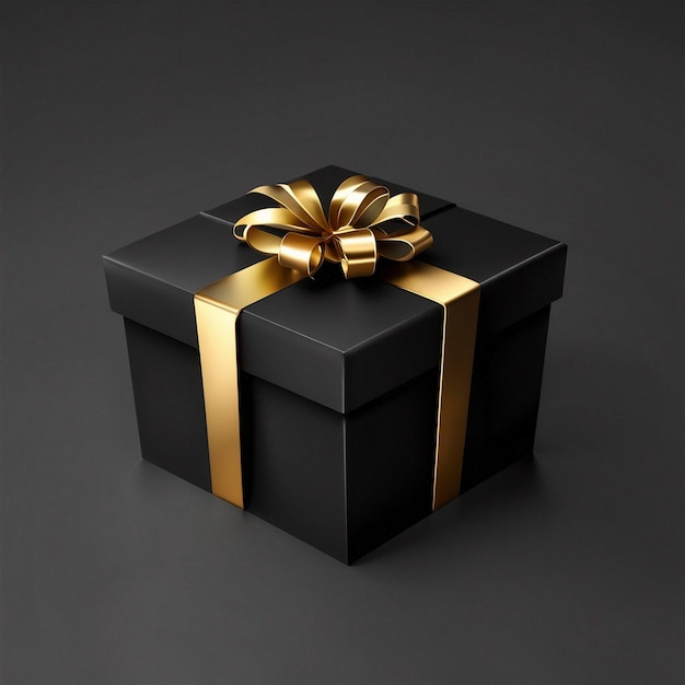 Venta de viernes negro Plantilla 3d realista de cajas de regalo abiertas Caja de regalo oscura con confeti dorado