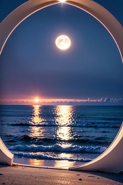 Una ventana de un avión con la luna en el cielo.