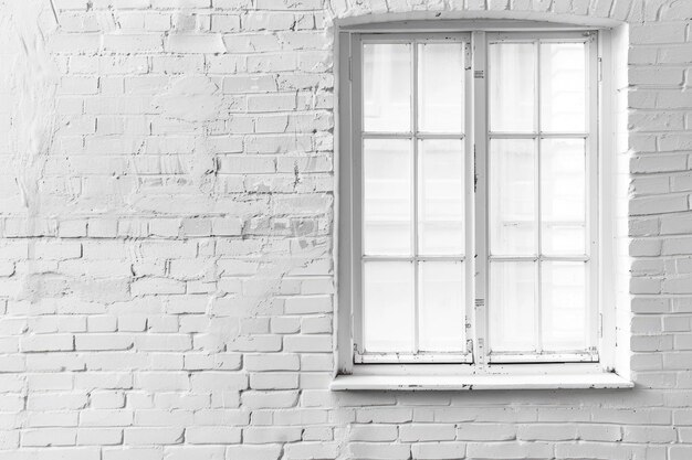 Foto ventana blanca contra la textura de la pared de ladrillo de fondo de alta resolución