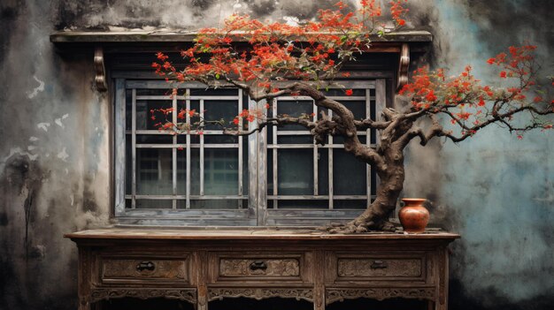 Foto ventana de una casa antigua china