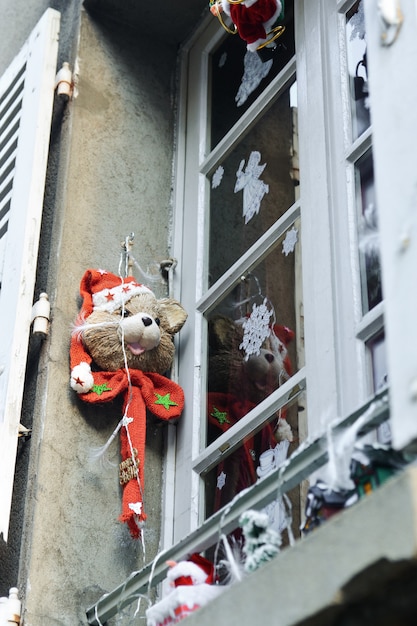 Ventana de casas decoradas para Navidad Estrasburgo