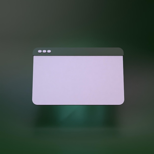 Ventana de computadora vacía Render en 3D