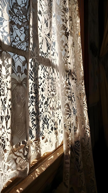 una ventana con una cortina hecha de encaje