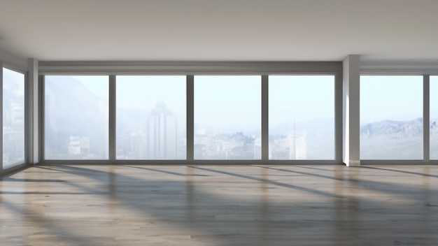 ventana de cristal de la habitación vacía