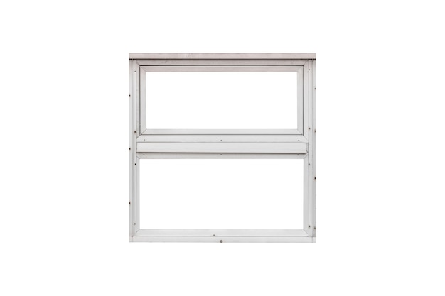 Una ventana deslizante vertical contemporánea con un marco de metal limpio está aislada