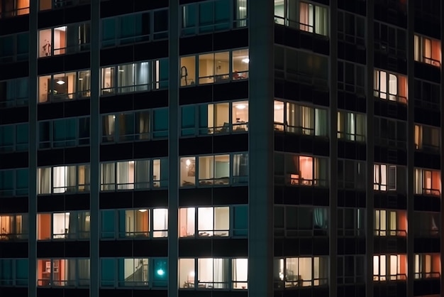 Ventana del edificio de varias plantas de iluminación de oficinas de vidrio y acero