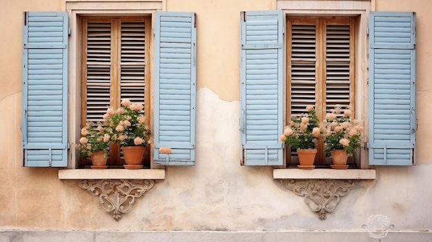 Foto ventana de época con flores