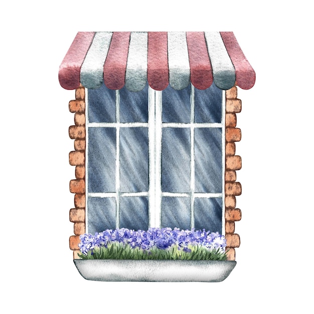 La ventana es de estilo retro Una ilustración de acuarela dibujada a mano