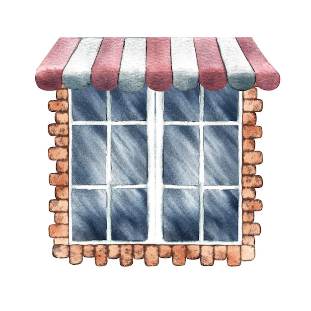 La ventana es de estilo retro Una ilustración de acuarela dibujada a mano