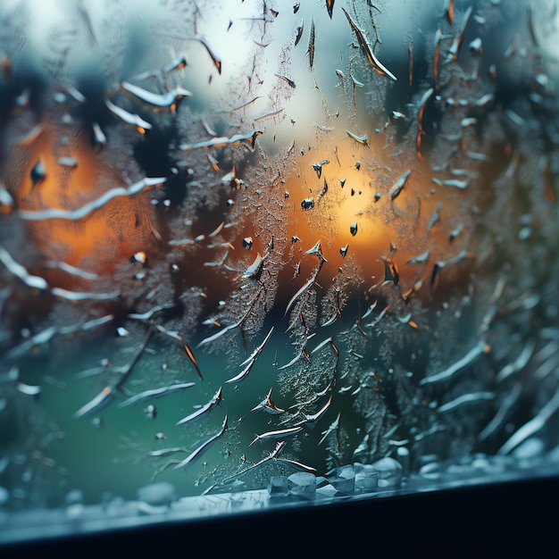 Ventana con hielo en el cristal Generada con IA