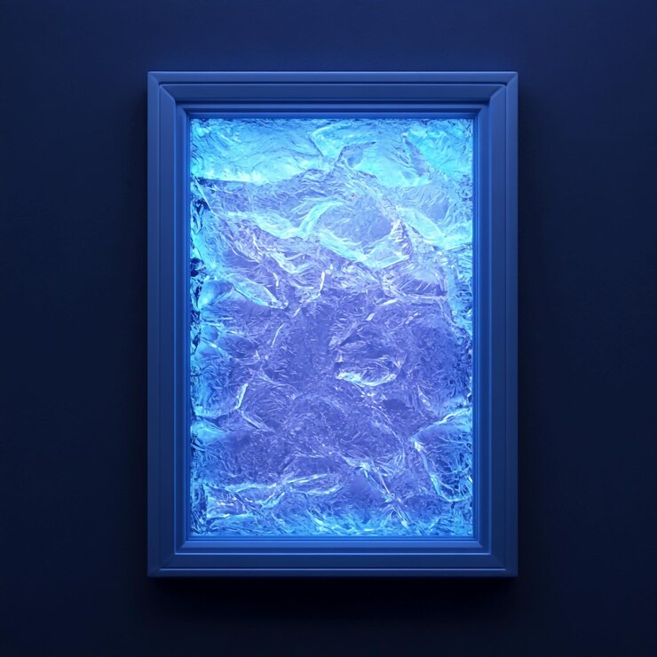 Foto ventana de íconos 3d con el logotipo de la ilustración de los patrones helados