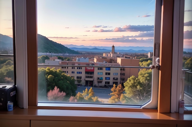 Una ventana con un letrero rojo que dice 'la casa'