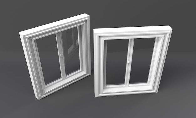 Ventana de plástico de una puerta aislada en blanco. Ilustración 3D