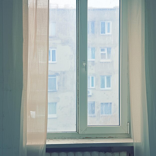 Una ventana sucia en un apartamento que requiere una limpieza minuciosa