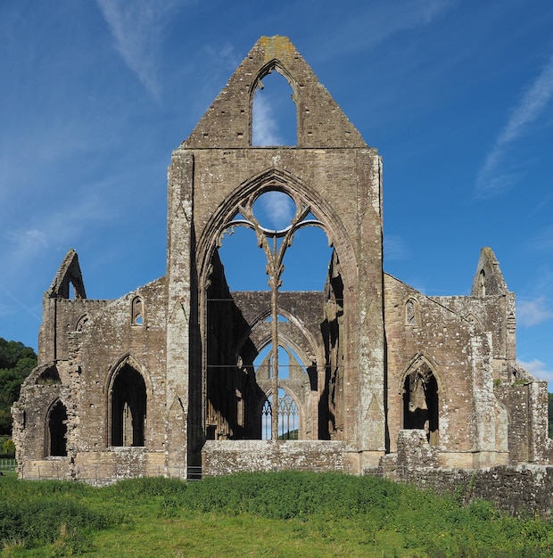 Ventana en Tintern Abbey Abaty Tyndyrn