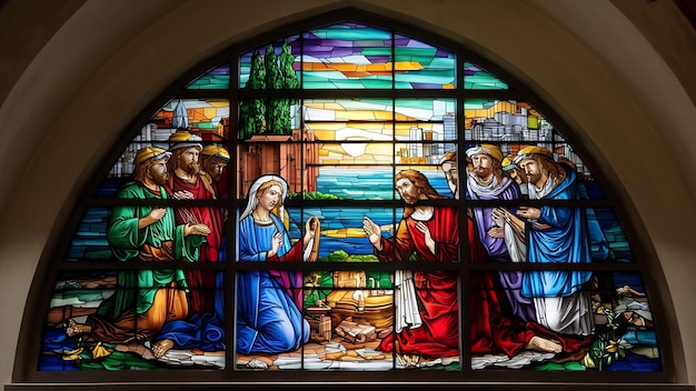 Ventana de vidriera en la iglesia