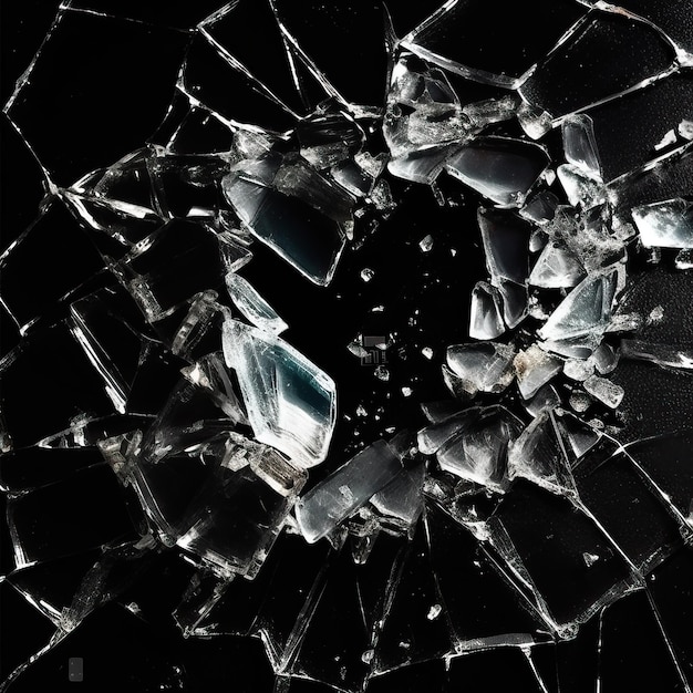 Foto una ventana de vidrio roto con un vidrio roto en el medio