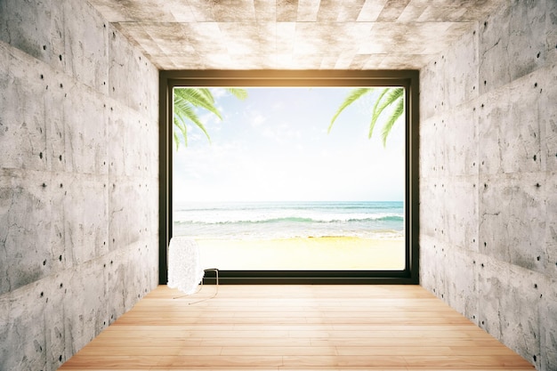 Foto ventana con vista a la playa