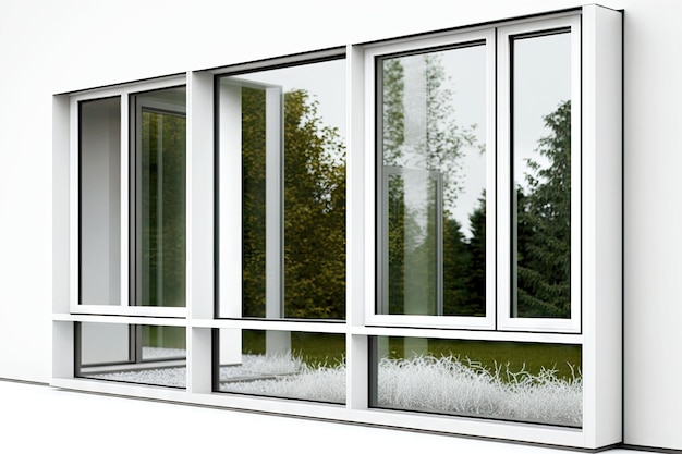 Ventanas de aluminio modernas blancas con inserciones de vidrio de aluminio en marco rectangular ai generativo