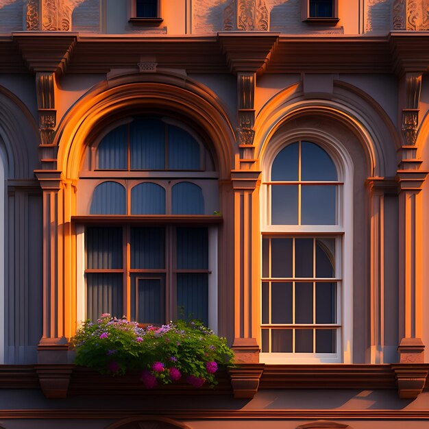 Ventanas antiguas en un edificio antiguo