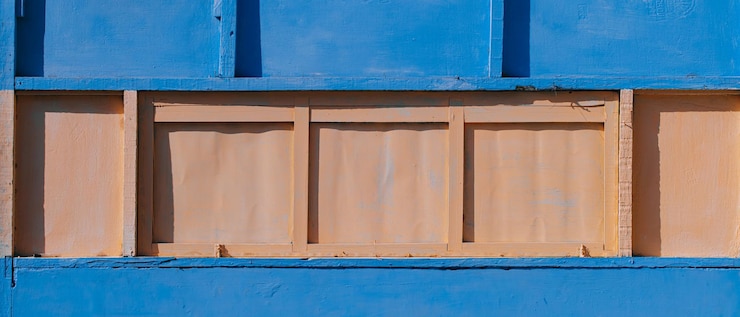 Ventanas azules de madera para cabañas