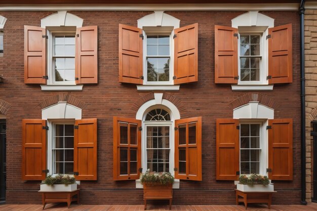 Ventanas coloridas de una casa típica de la ciudad