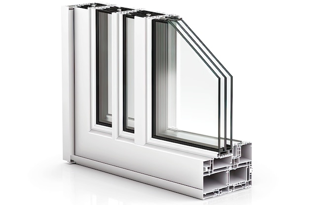 Foto ventanas correderas de aluminio con triple acristalamiento sobre fondo blanco ai generativo