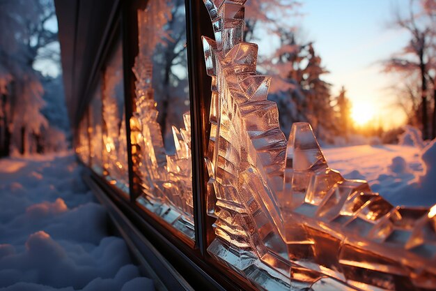 Ventanas cubiertas de hielo y ventanas Reve