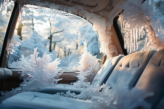 Ventanas cubiertas de hielo y ventanas Reve