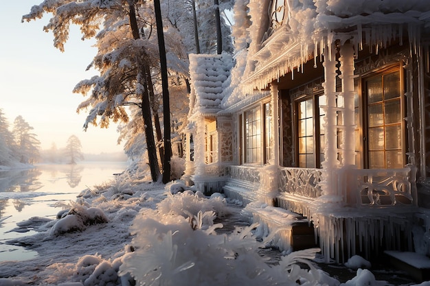 Ventanas cubiertas de hielo y ventanas Reve