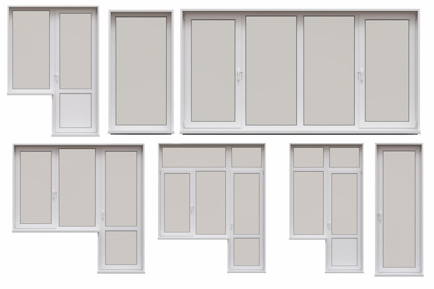 ventanas en el interior aisladas sobre un fondo blanco ilustración 3D cg render