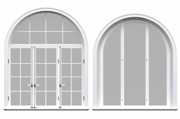 ventanas en el interior aisladas sobre un fondo blanco ilustración 3D cg render